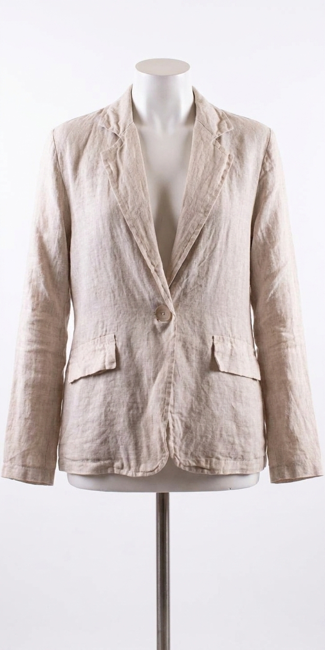 NEW GIGI MODA sabrina linen long sleeve blazer in beige